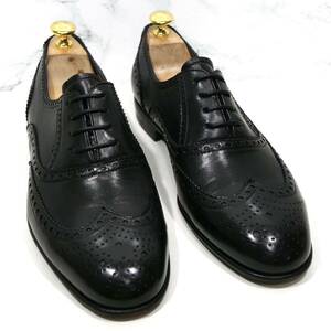 良品◎【MORESCHI】モレスキー ウイングチップ ブラック UK7.5 26.0cm前後 ビジネスシューズ メンズ 革靴