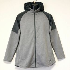 美品☆UNDER ARMOUR/アンダーアーマー☆スウェット/パーカー☆ナイロン切替/ジャケット/ジャージ/グレー/大きめサイズ/XL