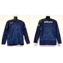 ATHLETA/アスレタ☆プラクティスシャツ/長袖シャツ☆総柄/ストレッチ/ジャケット/ジャージ/サッカー/フットサル/紺/M_画像1