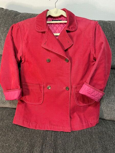 ラルフローレン キッズ 子供服 ピーコート コーデュロイ キルティング シックな赤 オシャレレッド 120