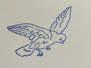使用感あり　鳥　鳩　かもめ　空を飛ぶ　フランス　アンティーク　スタンプ　ヴィンテージ　ハンコ　バード　イラスト　素材　文房具　雑貨