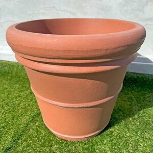  Italy made design planter double rim Classic φ45cm H40cm flower pot resin made light weight circle . plant pot [ special sale goods ]