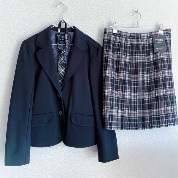 希少 卒服 BLUE CROSS girls フォ－マルセット 未使用 スカート チェック 美品 ジャケット黒 160cm 