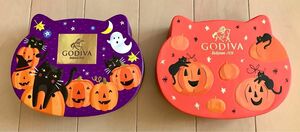 ★美品★GODIVA★空箱★ハロウィン キャットアソート★紫、オレンジ★2種セット