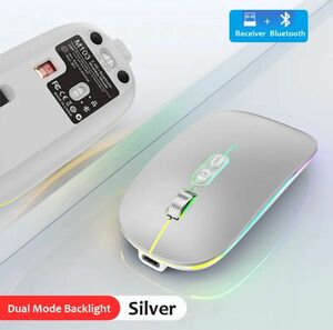 デュアルモードBluetoothワイヤレスマウス2.4g,デスクトップ機能,充電式,