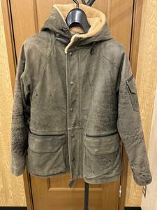 ARMANI JEANS アルマーニジーンズ　レザー　コート　サイズ46　帽子モコモコ