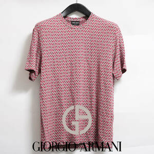 48サイズ アルマーニの超定番デザイン 超絶の最高の着心地カットソー GIORGIOARMANI ジョルジオアルマーニ 半袖Tシャツ レッド