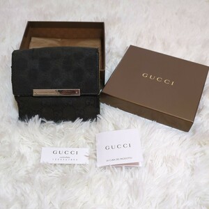 GUCCI 財布 ブラック 二つ折り財布 GG柄キャンバス