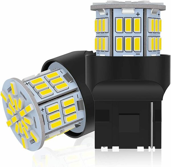 『送料無料』12V-24V車用 T20シングル球 バックライト/テールランプ LEDバルブ ホワイト LEDライト 54連3014SMD 2個　白　GO