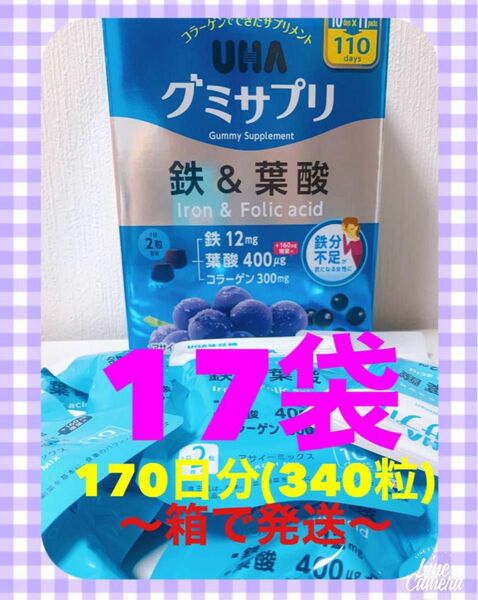 UHA味覚糖 UHAグミサプリ 鉄＆葉酸 20粒×17袋 (340粒)170日分