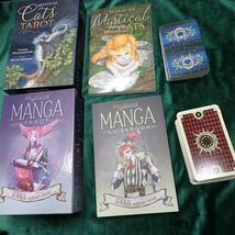 [ｄ0]英語版タロットカード７点まとめてセットC MYSTICAL CAT MANGA TAROT THE ENCHANTED TAROT BLACK&GOLD GOLDEN TAROT_画像4