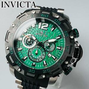 訳あり INVICTA インビクタ 腕時計 メンズ グリーン 新品 クォーツ 電池式 専用ケース付属 プロダイバー 緑 クロノグラフ シリコンバンド