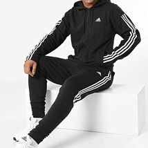 ★アディダス ADIDAS 新品 メンズ スリーストライプス スウェツト スーツ フード付 上下セット 黒 Mサイズ[SETGM3827-M] 五 壱★QWER★_画像1