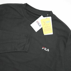 ★フィラ FILA 新品 メンズ UVカット 保温 両面起毛 フリース クルーネック Tシャツ ロンT 濃灰 XLサイズ [443362-CGY-LL] 一 三 参★QWER