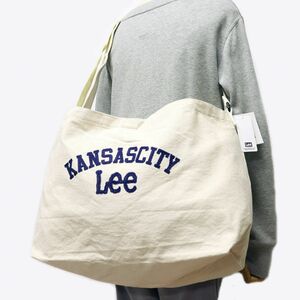 ★リー Lee 新品 長さ調整可能 ななめ掛け シンプル コットン ショルダー バッグ 鞄 かばん BAG オフホワイト [0421458-OWH]一 六★QWER★