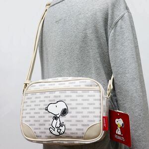 ★スヌーピー SNOOPY PEANUTS 新品 人気 高級感 レザー調 皮革調 ショルダーバッグ BAG かばん 白 [SMM49-WHT] 一 六★QWER★