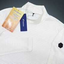 ★ブリヂストン ツアーステージ ゴルフ GOLF 新品 メンズ 裏起毛 ボーダー 長袖 モックネック シャツ 白 [1234061C2T-00-M]一 三 壱★QWER_画像1