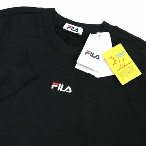 ★フィラ FILA 新品 メンズ カジュアル フロントロゴ クルーネック スウェット トレーナー 黒 Lサイズ [440343G-BK-L] 一 三 弐★QWER