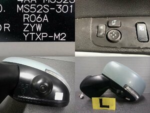 5kurudepa R5年 フレアクロスオーバー 4AA-MS52S 左 ドア ミラー サイド 水色 ZYW MR52S ハスラー テスト済 美品 カメラ付 12P 32917