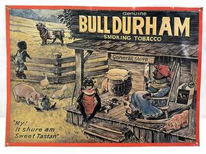 #8029A[ Vintage ]**BULL DURHAM tin plate signboard interior Showa Retro collection decoration american **
