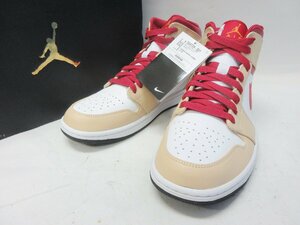 △1000円～未使用 ナイキ NIKE AIR JORDAN 1 MID BEIGE CARDINAL RED エアジョーダン1 ミッド 554724-201 スニーカー　26.5㎝