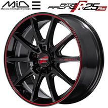 MID RMP RACING R25 Plus ホイール1本 ブラック/リムレッドライン 8.0J-18インチ 5穴/PCD100 インセット+45_画像1