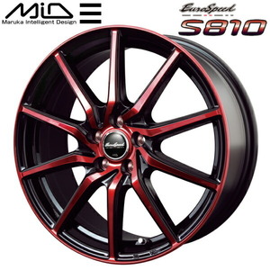 MID EuroSpeed S810 ホイール1本 ブラックポリッシュ/レッドクリア 7.0J-17インチ 5穴/PCD100 インセット+50