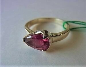 *rube light pink * tourmaline silver ring 14 number #516