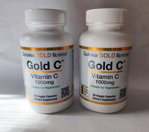 【2個セット】 California Gold Nutrition, Gold C（ゴールドC）USPグレードビタミンC 1,000mg ベジカプセル60粒