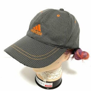 (^w^)b アディダス オール メッシュ キャップ 帽子 グレー オレンジ adidas ロゴ 刺繍 スポーツ 通気性 OSFZ 54㎝-57㎝ フリー C0304EE