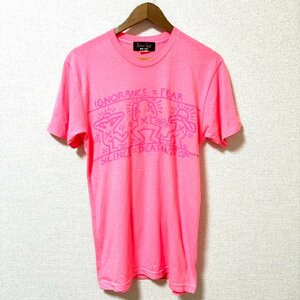 (^w^)b Patricia Field NEW YORK NEON FIFTY FIFTY American Apparel K Haring パトリシア フィールド 半袖 Tシャツ ネオン ピンク M8170EE