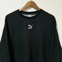 (^w^)b PUMA プーマ スウェット プルオーバートレーナー ドロップショルダー オーバー サイズ ロゴ 刺繍 ワンポイント 黒系 M 8143EE_画像3