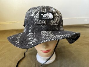 (^w^)b THE NORTH FACE ザ ノースフェイス NN01708 Lサイズ バンダナ柄 ハット ブラック ペイズリー 日除け ブーニー ゴールドウィン