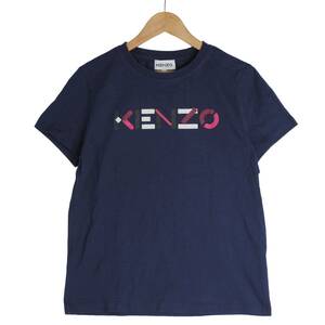 ◆美品 送料無料◆ KENZO ケンゾー ロゴ プリント 半袖 Tシャツ カットソー トップス 紺 ネイビー レディース M　1374B0