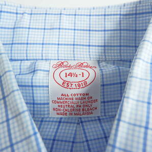 ◆良品 送料無料◆ Brooks Brothers ブルックスブラザーズ 長袖 チェック シャツ ワイシャツ 白 青 メンズ 14 1/2-1 1754B0の画像6