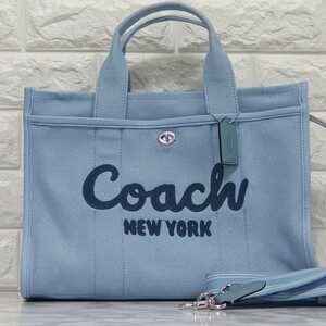 COACH コーチ ハンド・トートバッグ ロゴ カーゴ トート ブルー 新作