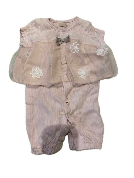 美品 新生児 プティマイン お花バルーン2way 半袖 ロンパース