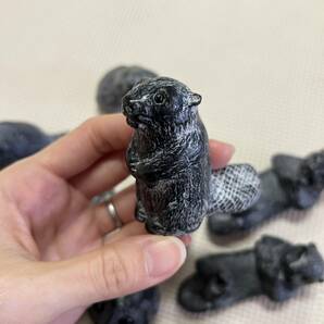 置物 フクロウ アライグマ ラッコ ビーバー wolf sculptures we ウルフ hand made in Canada カナダ A WOLF ORIGINAL インテリアの画像5