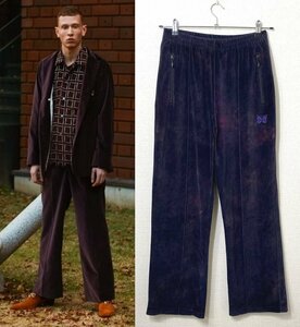 Needles ニードルス Uneven Dye ムラ染め ワイド ベロア トラックパンツ S ネイビー 紺 Track Pant C/Poly Velour ジャージ