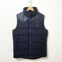 【美品】GAS ガス 中綿ウールベスト M ネイビー 紺 切替 チェック_画像1