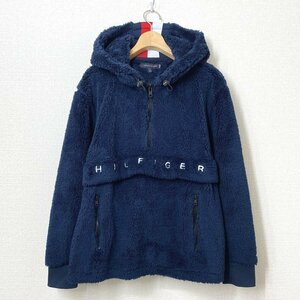 TOMMY HILFIGER トミーヒルフィガー フリース ハーフジップパーカー M ネイビー 紺 プルオーバー フード