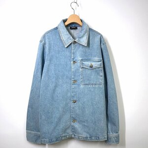 【美品】A.P.C. アーペーセー 加工デニムカバーオール L インディゴ ストレッチ デニムジャケット APC ロゴ 刺繍