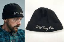 THE H.W. DOG&CO ドッグアンドコー ニットキャップ ブラック 黒 ニット帽 帽子 ロゴ 刺繍 D-00815_画像1