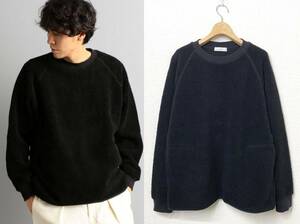 【メンズ M】UNITED ARROWS GREEN LABEL RELAXING アローズ ボア スウェット ブラック 黒 トレーナー フリース