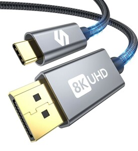 Silkland 8K@60Hz USB-C DisplayPort 変換ケーブル DP1.4規格 Thunderbolt 4 DisplayPort ケーブル 4K@240Hz 4K@144Hz 2m