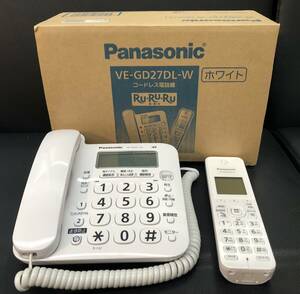 #4182 未使用 Panasonic/パナソニック　コードレス電話機　VE-GD27DL-W　子機1台　電池付き