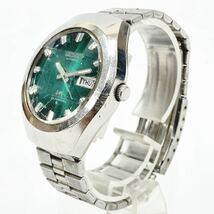 稼働品 SEIKO セイコー LM 5606-7360 自動巻き ロードマチック 25石 グリーン文字盤 カットガラス 純正ベルト 希少品 当時物_画像3