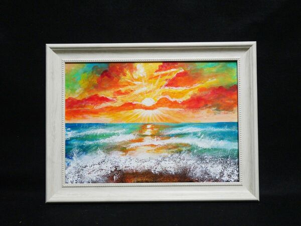 油絵 油彩 油彩画 絵 絵画 【太陽の海】