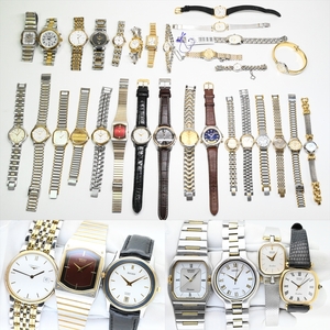 美品 30点セット●コンビCOLOR ゴールド金 メンズレディース腕時計 SEIKO/CITIZEN/LONGINES/CYMA/CASIO/YSL/EXCEED 大量まとめクオーツ