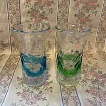 美品★琉球ガラス グリーン&ブルー ビアグラス 一口ビールグラス ペア_画像1